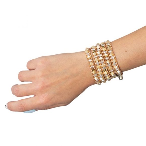 NMT Tan Wrap 1907 Bracelet Leather Beaded - Picture 2 of 2